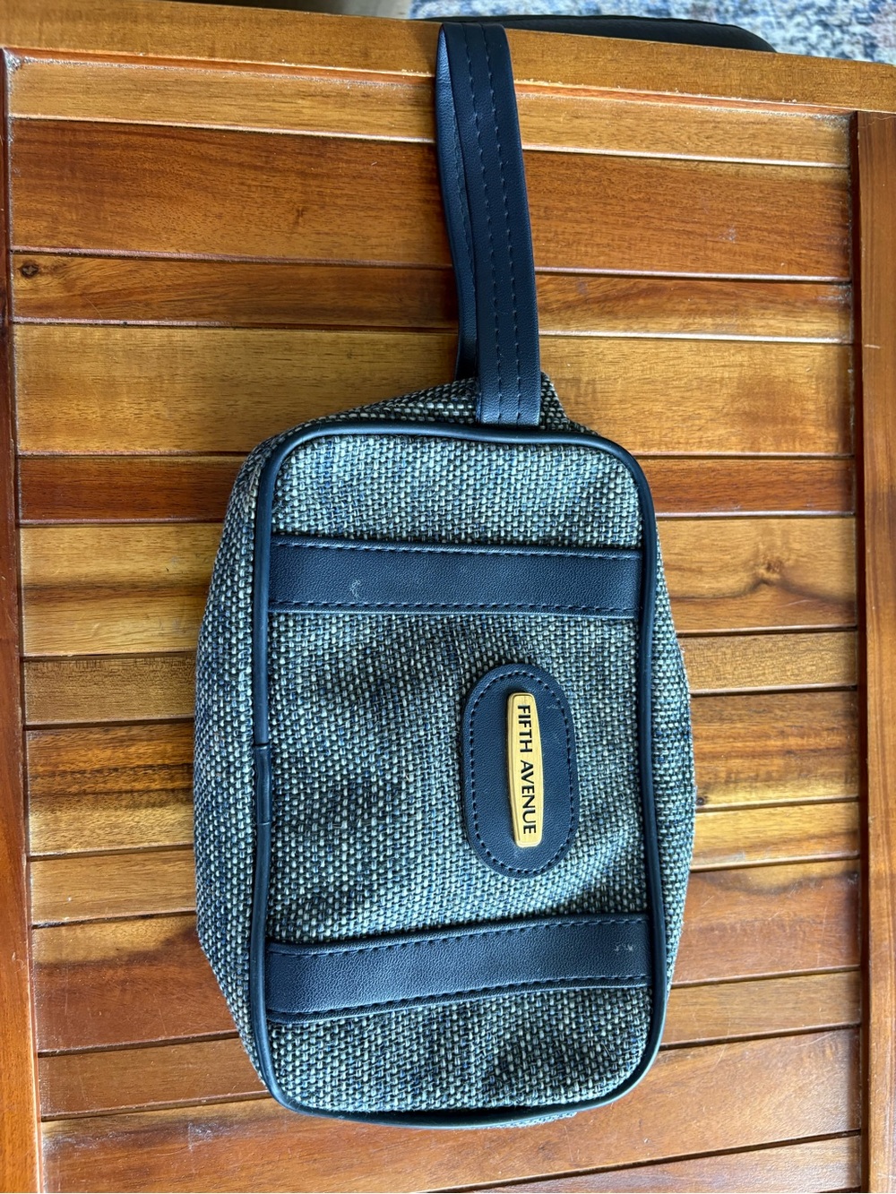 Vintage   Fifth Avenue  Travel Bag Tweed Toiletry Men Navy